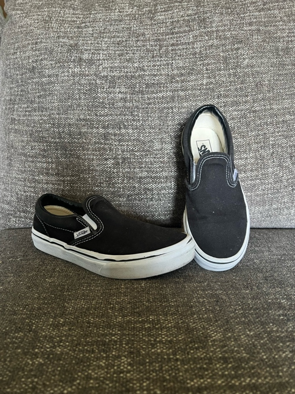 Vans Black Classic Canvas Slip-On Kids Shoes